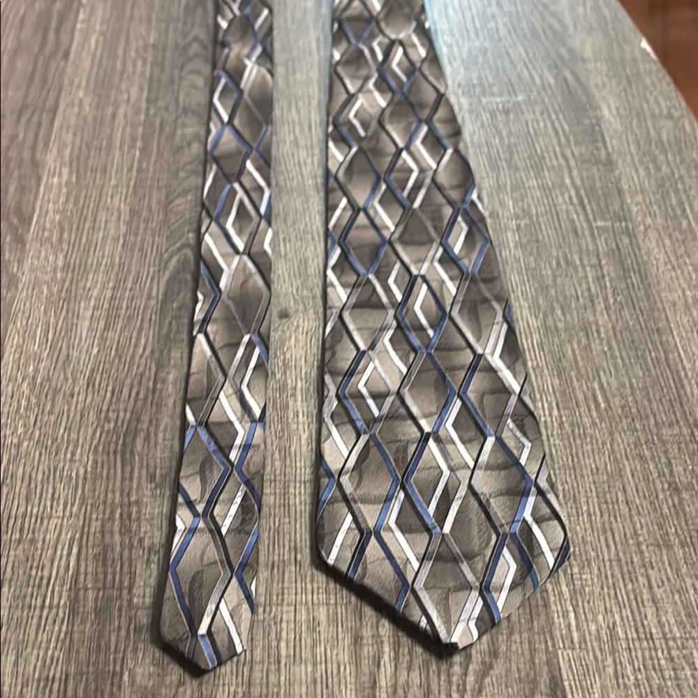 Murano Geometric Blue and Gray Silk Tie